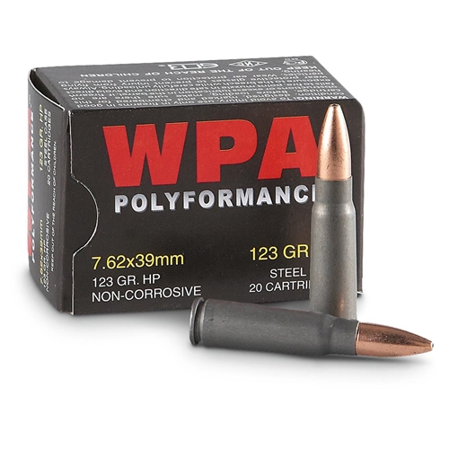 Wolf Polyformance 7.62x39mm Ammo 123 Grain Jacketed Hollow Point