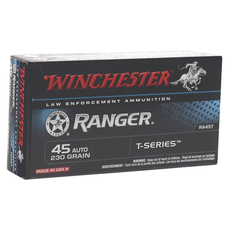 Winchester Ranger 45 ACP AUTO Ammo 230 Grain T-Series Bonded Jacketed Hollow Point - RA45T