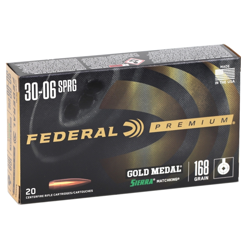 Federal Gold Medal 30-06 Springfield Ammo 168 Grain Sierra MatchKing Hollow Point - GM3006M