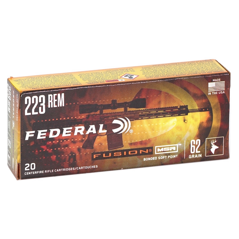 Federal Fusion MSR 223 Remington Ammo 62 Grain Spitzer BT