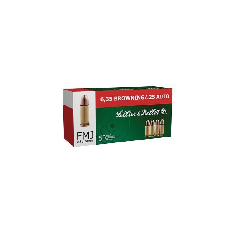 Sellier & Bellot 25 ACP AUTO Ammo 50 Grain FMJ