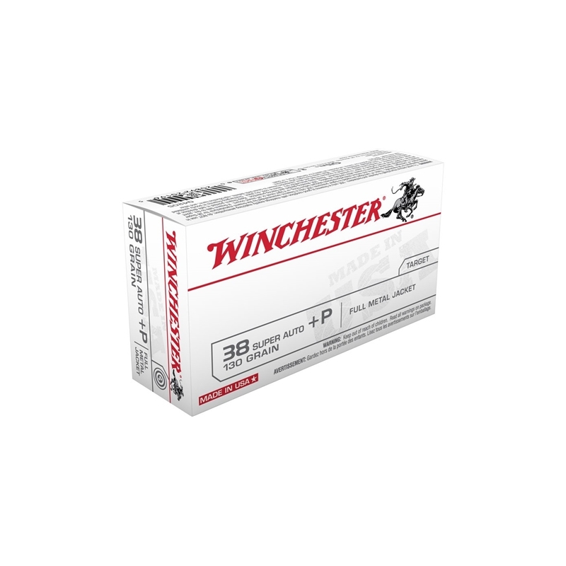 Winchester USA 38 Super +P 130 Grain Full Metal Jacket