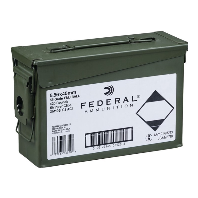 Federal American Eagle 5.56x45mm Ammo 55 Gr FMJ 420 Rds on Clips