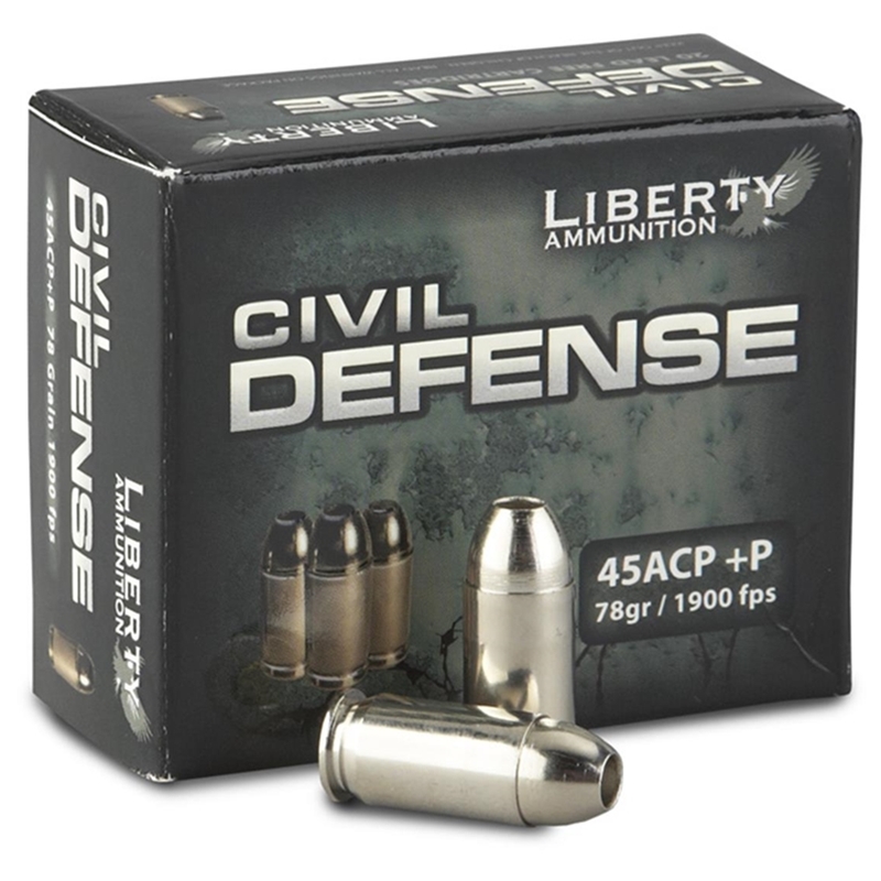 Liberty Civil Defense 45 ACP AUTO Ammo +P 78 Grain Fragmenting Hollow Point