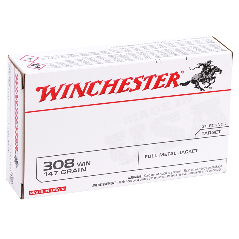 Winchester USA 308 Winchester 147 Grain Full Metal Jacket Boat Tail