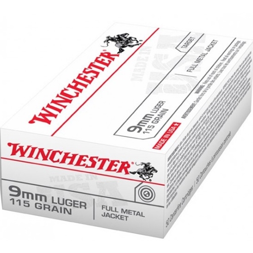 Winchester USA 9mm Luger 115 Grain Full Metal Jacket