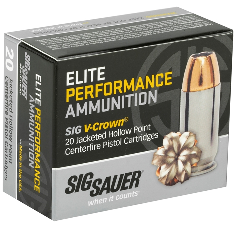 Sig Sauer Elite Performance 10mm AUTO Ammo 180 Gr V-Crown JHP