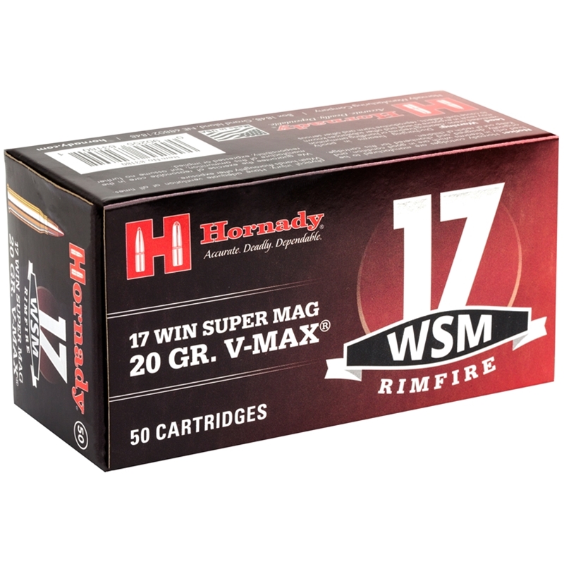 Hornady 17 WSM Ammo 20 Grain Hornady V-Max