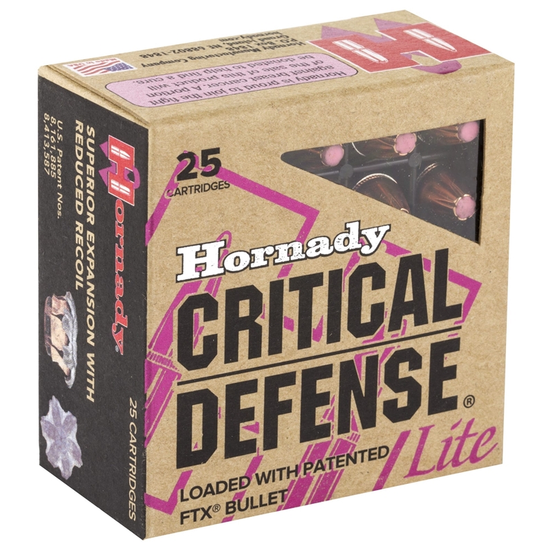 Hornady Critical Defense Lite 9mm Luger Ammo 100 Grain FTX
