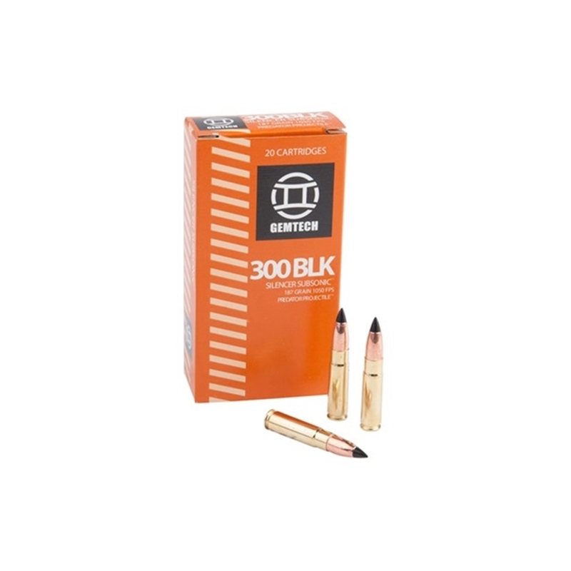 Gemtech Ammo 300 AAC Blackout Ammo 187 Grain Subsonic Polymer Tip