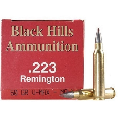 Black Hills 223 Remington Ammo 50 Grain Hornady V-Max
