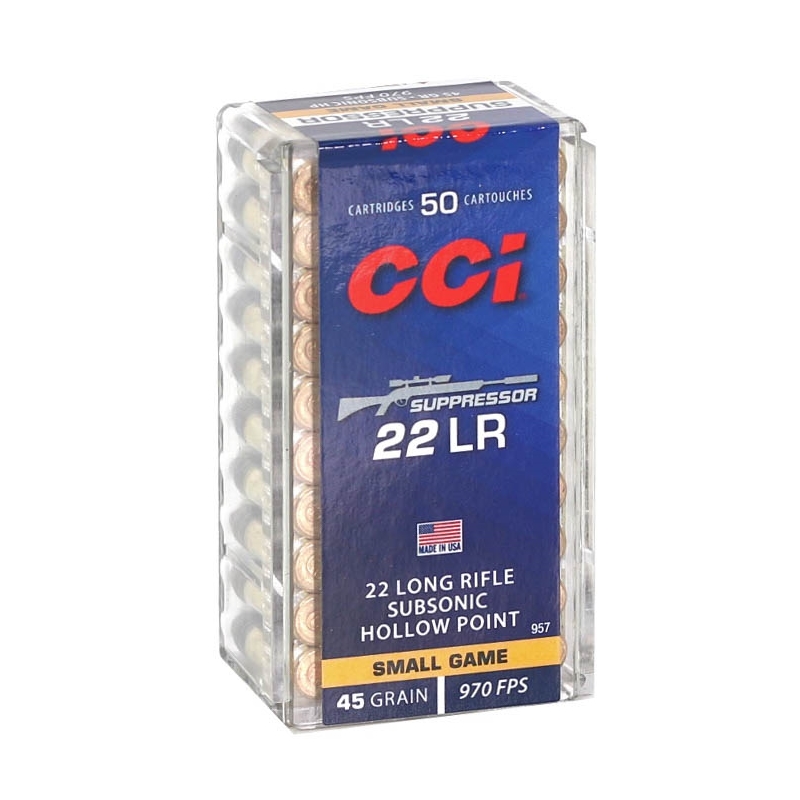 CCI Suppressor 22 Long Rifle Ammo 45 Grain Subsonic Hollow Point