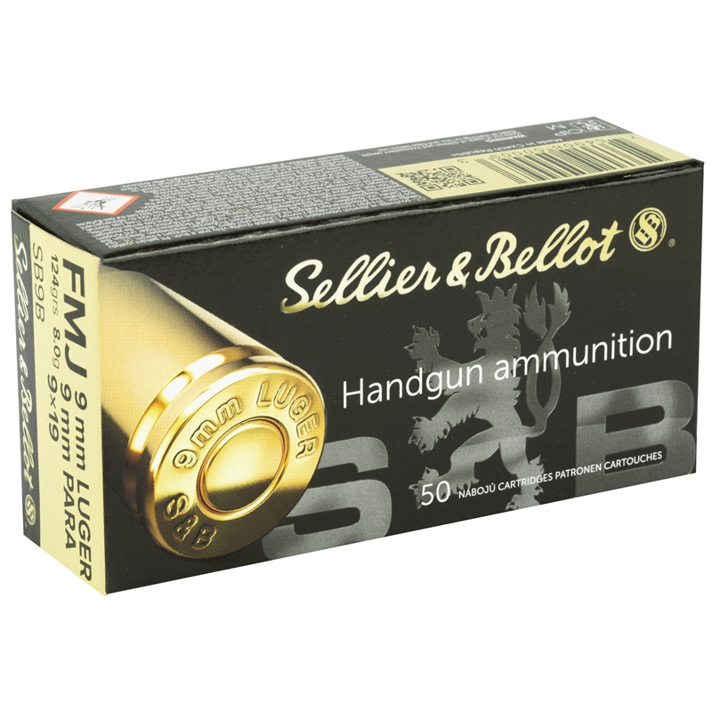 Sellier & Bellot 9mm Luger Ammo 124 Grain FMJ
