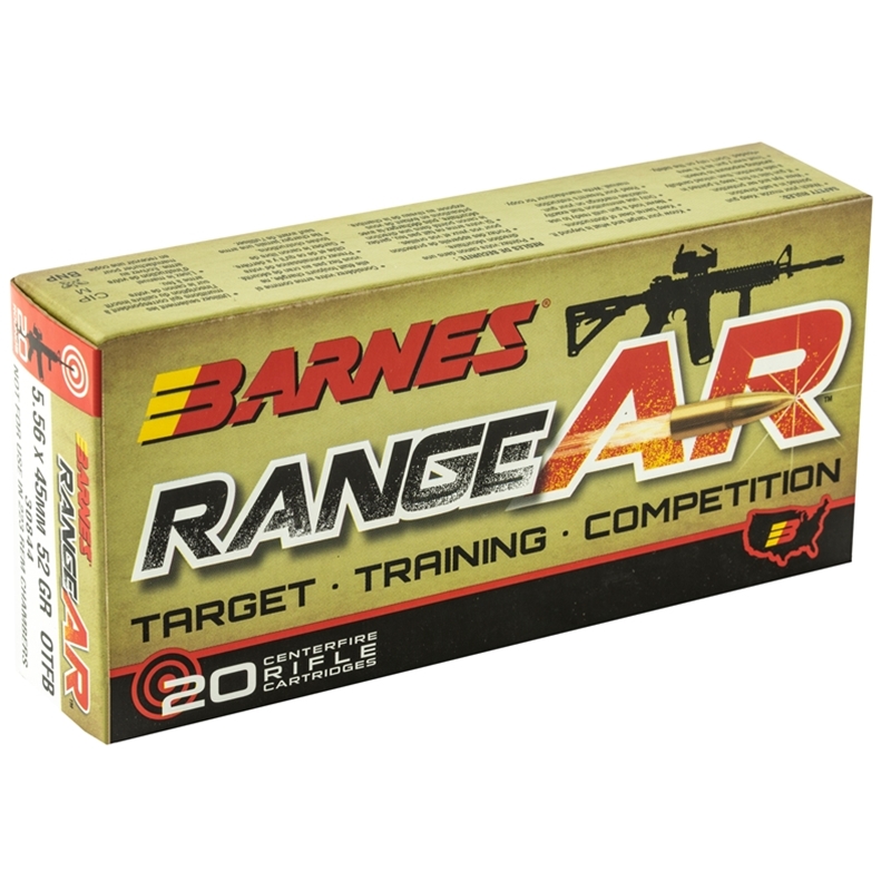 Barnes RangeAR 5.56x45mm Ammo NATO 52 Grain OTM