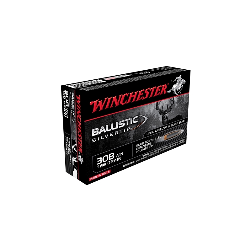Winchester Supreme 308 Winchester Ammo 168 Grain Ballistic Silvertip
