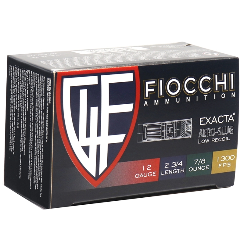 Fiocchi Low Recoil 12 Gauge Ammo 23/4" 7/8 oz Aero Rifled Slug Ammo