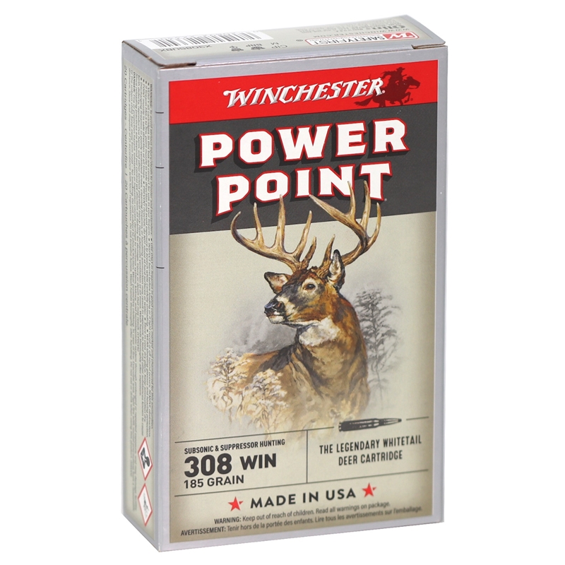 Winchester Power Point 308 Winchester Ammo 185 Grain Lead Soft Core - X308SUBX