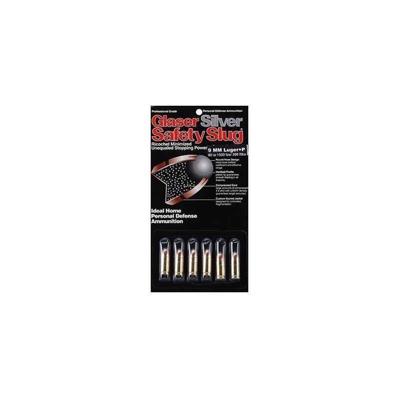 Glaser Silver 9mm Luger Ammo +P 80 Grain Safety Slug