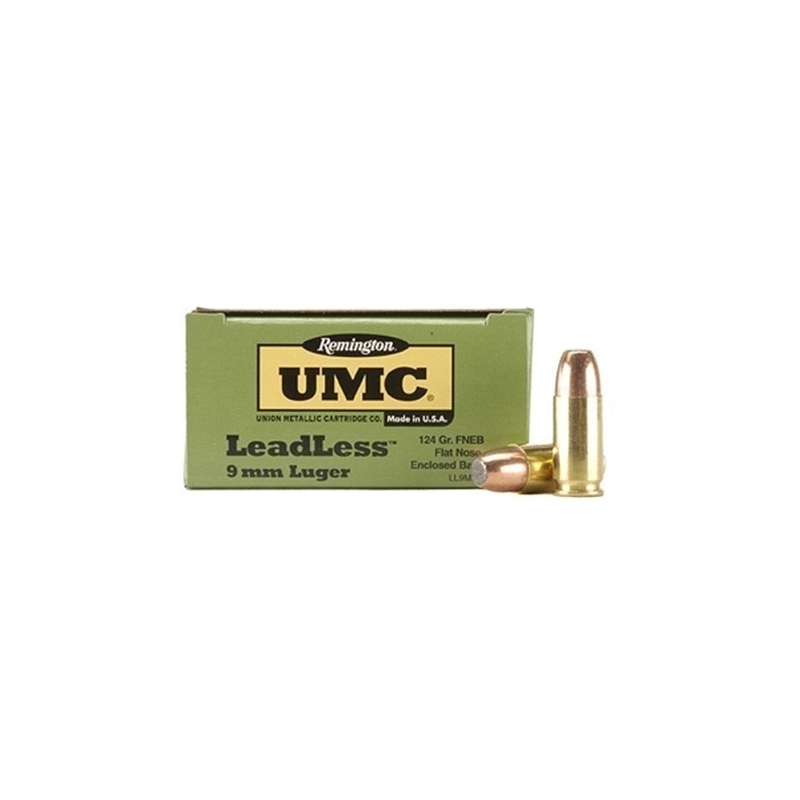 Remington UMC Leadless 9mm Ammo 124 Grain Flat Nose Enclosed Base