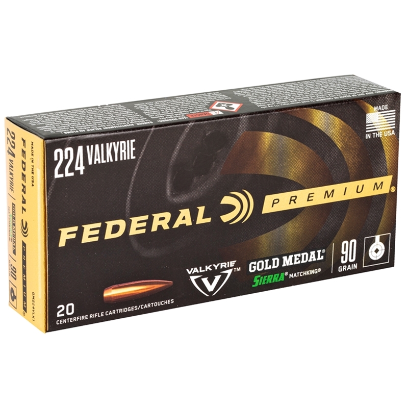 Federal Gold Medal 224 Valkyrie Ammo 90 Grain Sierra MatchKing Boat-Tail Hollow Point - GM224VLK1