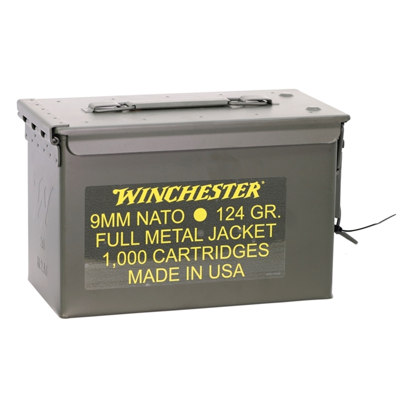 Winchester 9mm NATO Ammo 124 Gr FMJ 1000 Rds in Can - Ammo Deals