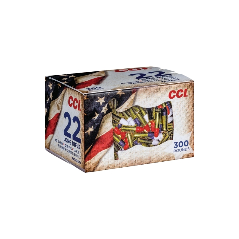 CCI Patriot Pack 22 Long Rifle Ammo 40 Grain Red White Blue Coated Box of 300