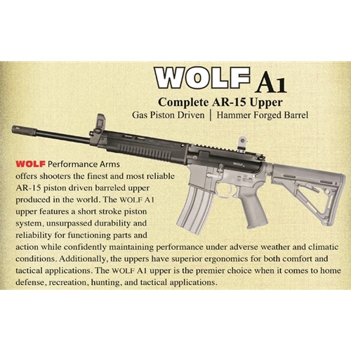 Wolf A1 223/5.56 AR-15 Complete Gas Piston Upper Receiver 14.5 Inch Barrel