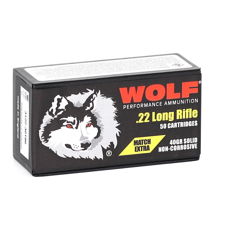 Wolf Match Extra 22 Long Rifle Ammo 40 Grain Lead Round Nose