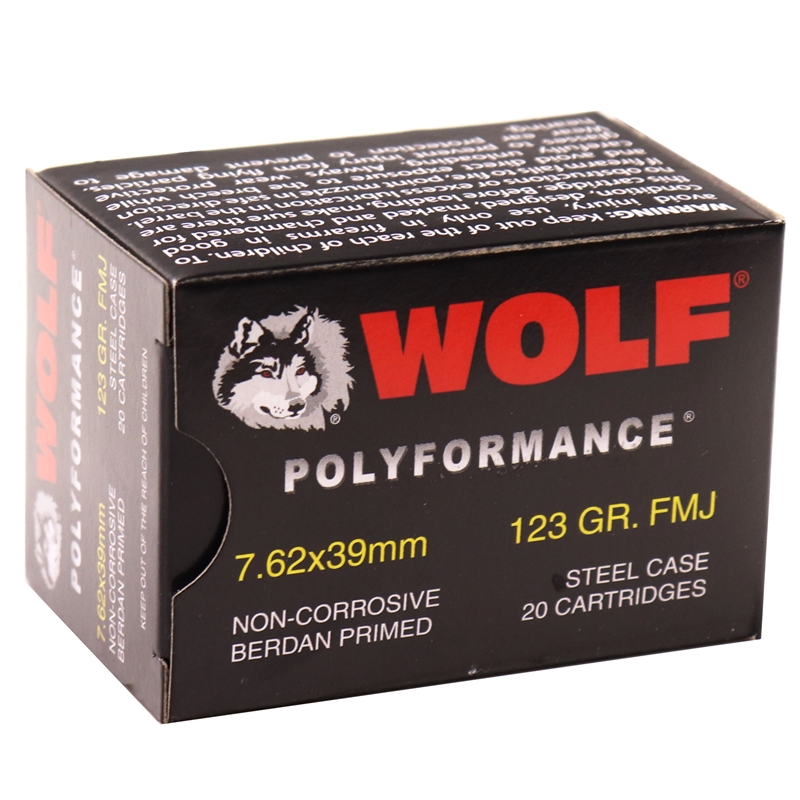 Wolf Polyformance 7.62x39mm Ammo 123 Gr FMJ Steel Case