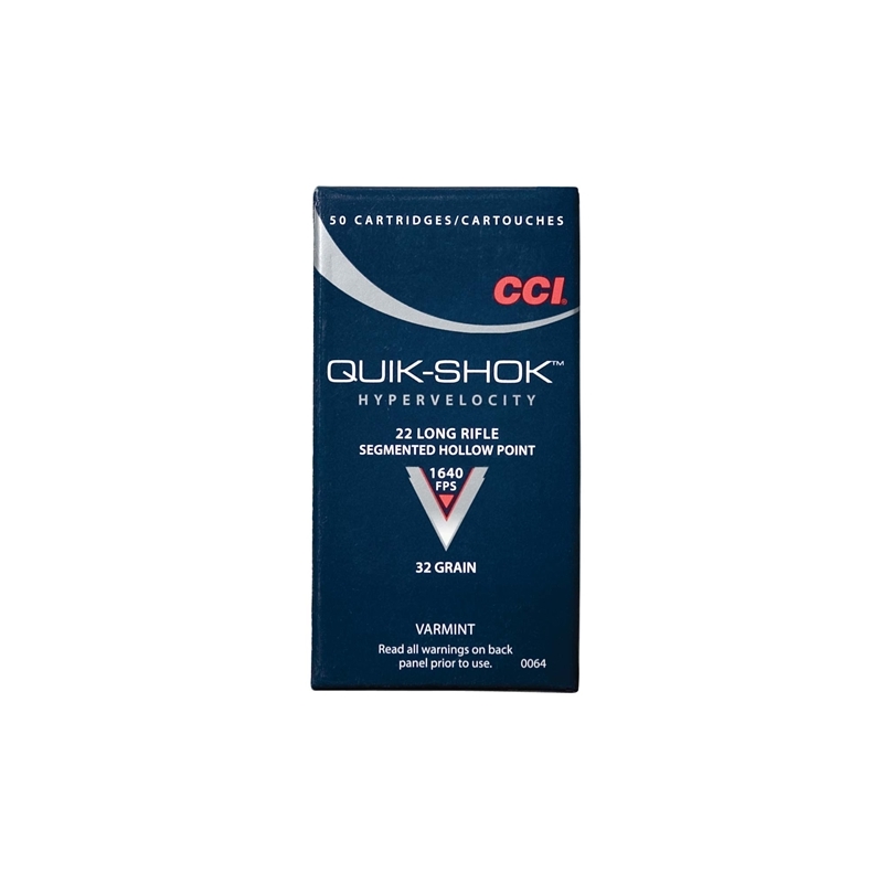 CCI Quik-Shok 22 Long Rifle Ammo 32 Gr. Plated Lead Hollow Point
