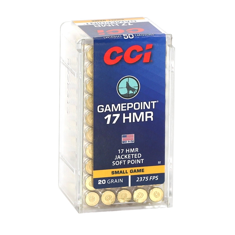 CCI Game Point 17 HMR Ammo 20 Grain Jacketed Soft Point