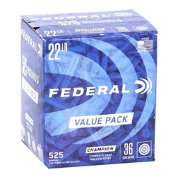 federal-champion-22-long-rifle-ammo-36-grain-copper-plated-hollow-point-value-pack-525-rounds-745||