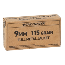 Winchester Service Grade 9mm Luger Ammo 115 Grain Full Metal Jacket 