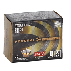 federal-personal-defense-38-special-ammo-110-grain-hydra-shok-jacketed-hollow-point-pd38hs3h||