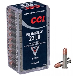 cci-stinger-22-long-rifle-ammo-32-grain-copper-plated-hollow-point-2000-rounds-104859||