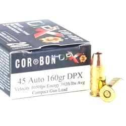 cor-bon-dpx-45-acp-auto-ammo-160-grain-dpx-hollow-point-dpx45160||