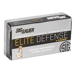 Sig SauerSig Sauer Elite Performance 380 ACP Ammo 90 Grain V-Crown Jacketed Hollow Point Projectile