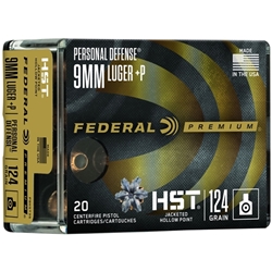 Federal Personal Defense 9mm Luger Ammo 124 Grain +P HST JHP