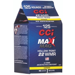 cci-maxi-mag-pour-pack-22-wmr-ammo-40-grain-jhp-125-rds-920cc||