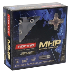 norma-380-acp-ammo-85-grain-monolithic-hollow-point-610040020||