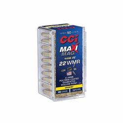 cci-maxi-mag-clean-22-wmr-ammo-46-grain-polymer-coated-segmented-lead-hp-972cc||