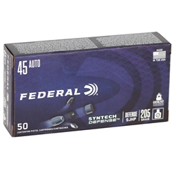 Federal AmmunitionFederal Syntech Defense 45 ACP Ammo 205 Grain Segmented Jacketed Hollow Point