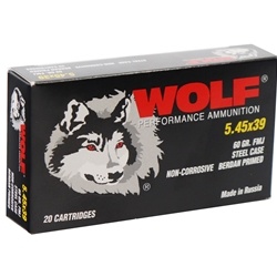 Wolf Performance 5.45x39mm Ammo 60 Grain Full Metal Jacket Steel Case 