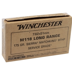 Winchester Service Grade 7.62x51mm NATO M118 Long Range Ammo 175 Grain HPBT MatchKing 