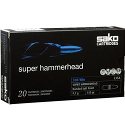 sako-super-hammerhead-308-winchester-ammo-150-graine-bonded-core-boat-tail-c629235asa10x||