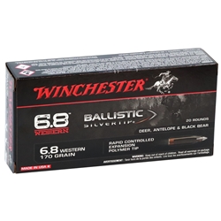 Winchester Ballistic Silvertip 6.8 Western Ammo 170 Grain Rapid Controlled Expansion