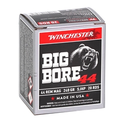 Winchester Big Bore 44 Remington Magnum Ammo 240 Grain Semi -Jacketed Hollow Point