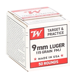 Winchester USA 9mm Luger Ammo 115 Grain Full Metal Jacket 