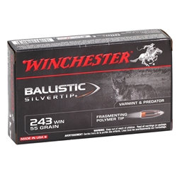 Winchester Ballistic Silvertip 243 Winchester Ammo 55 Grain Polyer Tip