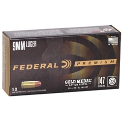 federal-gold-medal-9mm-luger-ammo-147-grain-fmj-gm9ap1||